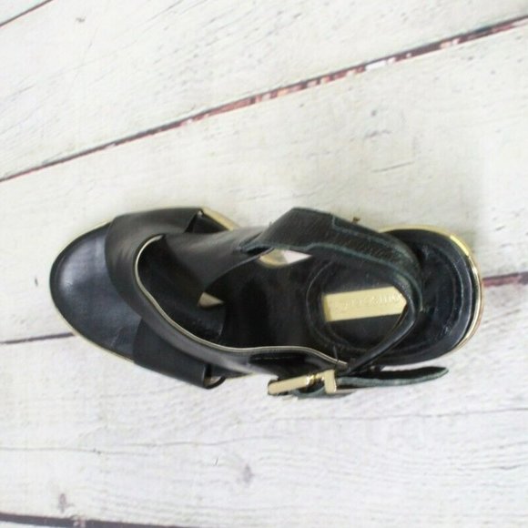Louise et Cie Black Leather Open Toe High Heel Sling Back Sandals Size 6 M - Picture 8 of 10